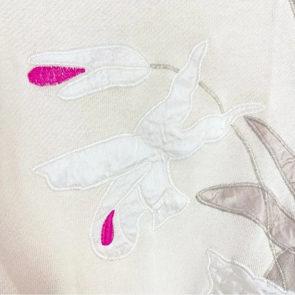 Vintage 80s 90s Granny Pullover Crewneck Sweatshirt Womens Small Floral Satin - Picture 6 of 9